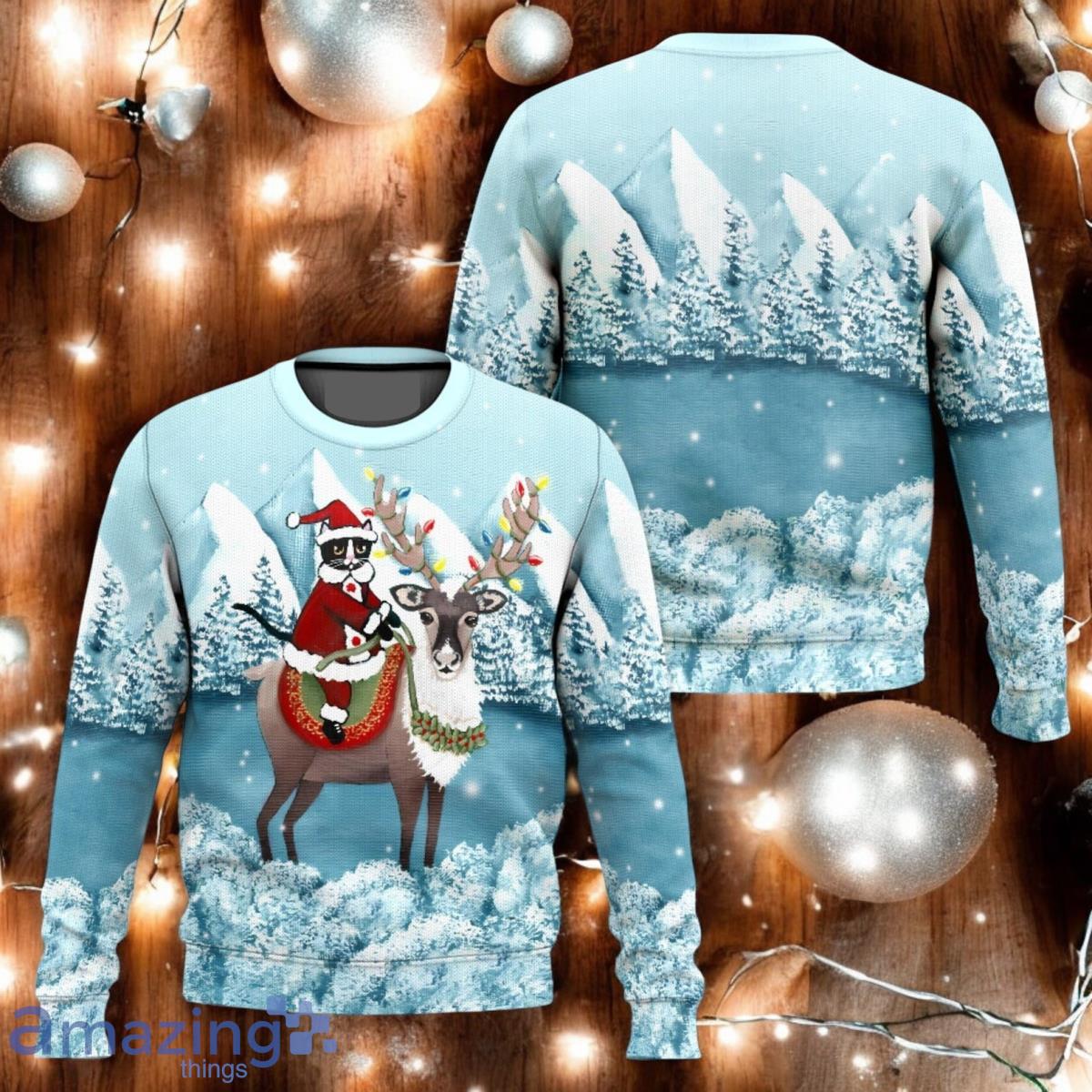 Cat Christmas Ugly Sweater Santa Cat Holiday Sweater Animal Christmas Sweater image Cat Christmas Ugly Sweater Santa Cat Holiday Sweater Animal Christmas Sweater Product Photo 1