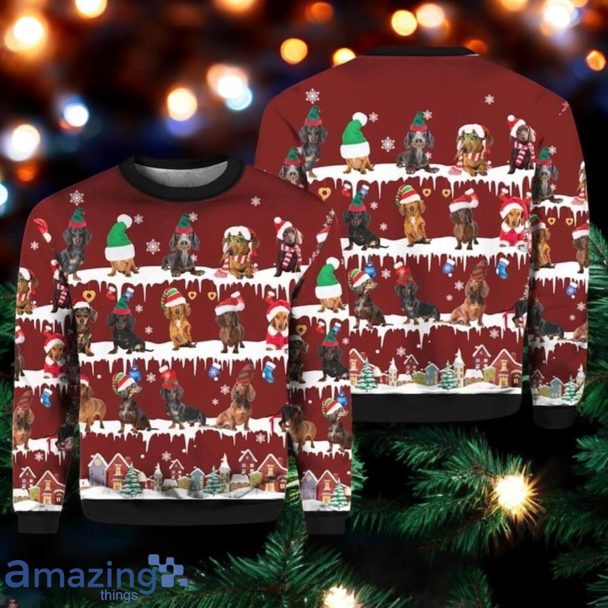 Dachshund Dog Lover Ugly Christmas Sweater Sausage Dog Xmas Sweater image Dachshund Dog Lover Ugly Christmas Sweater Sausage Dog Xmas Sweater Product Photo 1