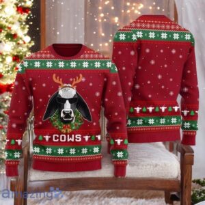 Funny Cow Christmas Ugly Sweater Cow With Reindeer Hat Xmas Sweater