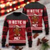 Funny Gingerbread Bite Me Ugly Christmas Sweater Naughty Xmas Party Sweater