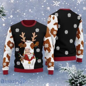 Funny Reindeer Cow Christmas Ugly Sweater Farm Animal Holiday Sweater