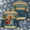 Jesus And Lamb Ugly Christmas Sweater Christian Shepherd Xmas Sweater