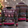 Retro Flamingo Christmas Ugly Sweater Trouble When We Are Together Sweater