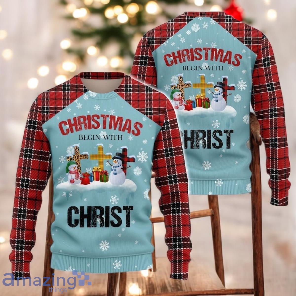 Snowman Christian Christmas Ugly Xmas Sweater Love Jesus Xmas Sweater image Snowman Christian Christmas Ugly Xmas Sweater Love Jesus Xmas Sweater Product Photo 1