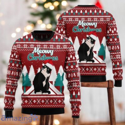 Tuxedo cat Meowy Christmas Ugly Christmas Sweater Love cat Sweater Happy Holiday Sweater Lover Xmas Sweater Gift