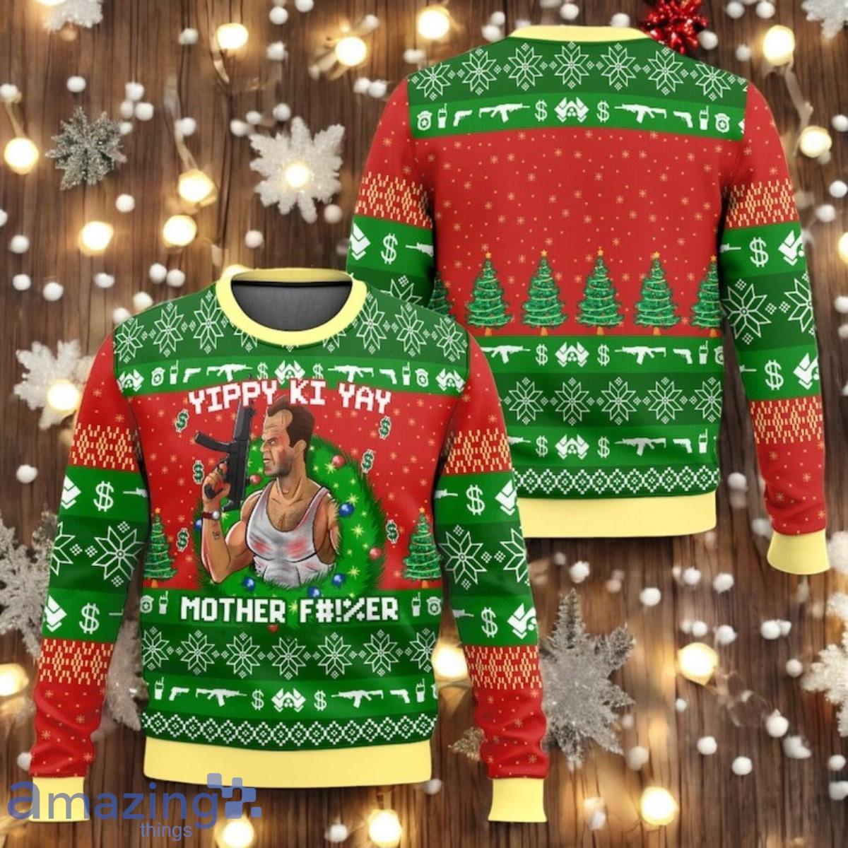 Yippy Ki Yay Christmas Ugly Sweater Funny Die Hard Action Movie Holiday Sweater image Yippy Ki Yay Christmas Ugly Sweater Funny Die Hard Action Movie Holiday Sweater Product Photo 1